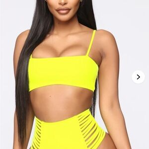 Neon Yellow Strappy Bikini Set